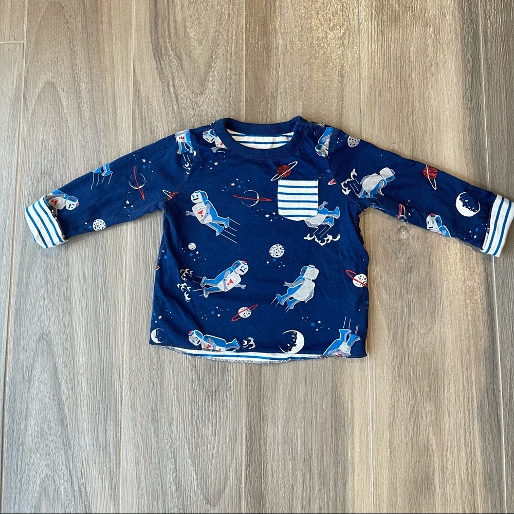 Mini Boden Baby Boden Reversible Shirt 6-12 New